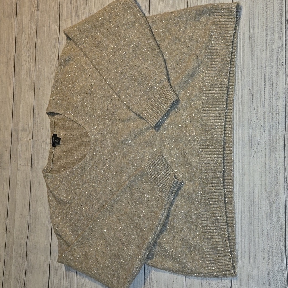 Halogen Women's Sequined Knit Sweater Beige Size XL NWOT